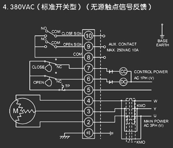 380VAC標(biāo)準(zhǔn)開關(guān)型<a href='http://www.roadmix.com.cn/Product/diefa/diandongdiefa/' target='_blank'>電動(dòng)<a href='http://www.roadmix.com.cn/Product/diefa/' target='_blank'>蝶閥</a></a>接線圖